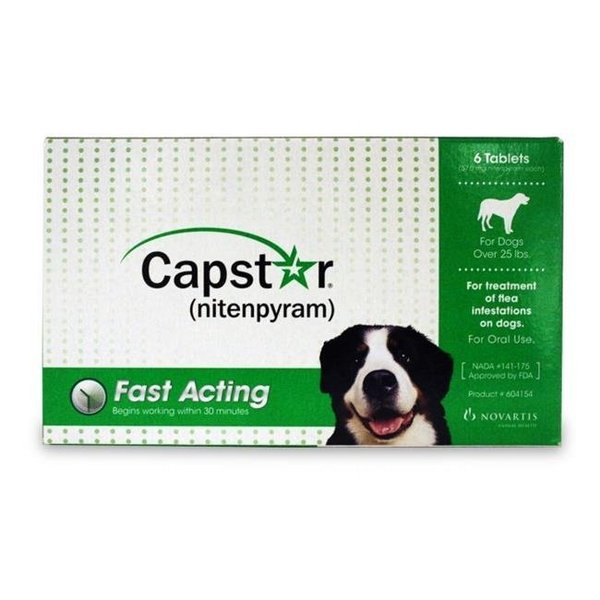 Novartis NOVARTIS 004CG-61021 Capstar Flea Treatment Dog - Green-   25 plus  lbs  6 Pack 004CG-61021
